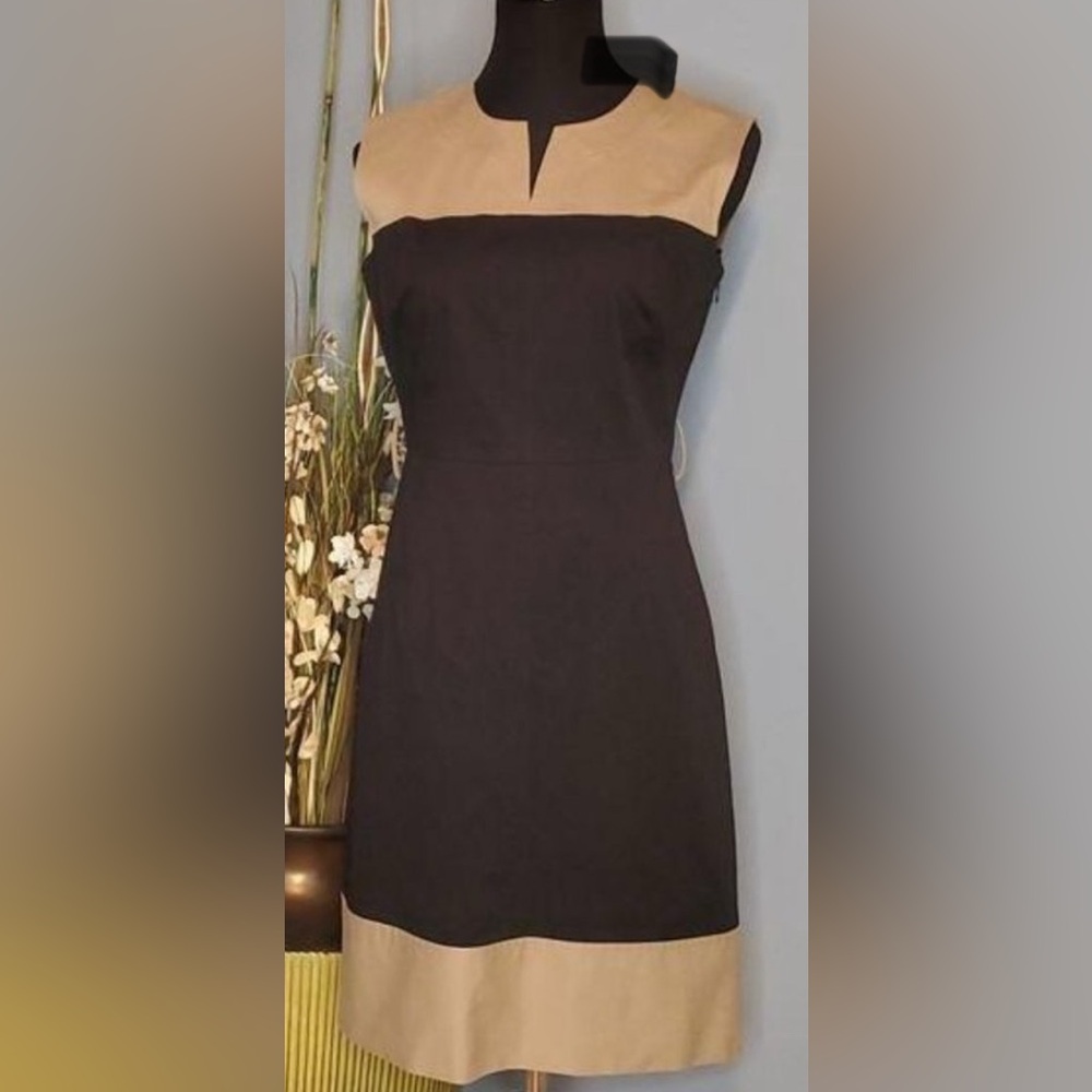 Milly Black and Tan Sheath Dress
